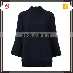2017 Black Stylish Oversized Sweater Women With Pogada Sleeves and High Neck thumbnail-1