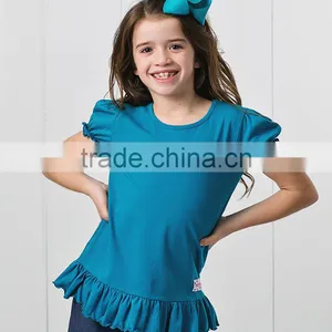 2016 Hot Selling Girls T-Shirts With Dark Ocean Ruffle Crewneck Girl Tees Child Clothing GT90420-74 thumbnail-1