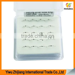 925 Silver Jewelry Flower Diamond Nose Stud With Ball Pericing Body Jewelry thumbnail-4