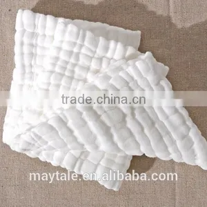 Newborn Muslin Cotton Baby Bath Towels White thumbnail-4