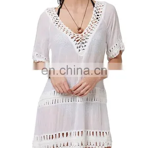 C10 Crochet Inset Beach Tunic Cover Ups Caftan thumbnail-1