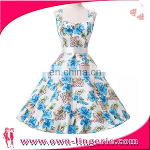 50s Vintage Dress Old Fashion Style Floral Design Womens Retro Rockabilly Dress thumbnail-3