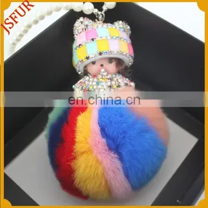 Rex Rabbit Fur Ball Bag Charm Doll Accessory Korean Pom Poms thumbnail-1