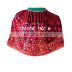 Banjara SkirtVINTAGE Skirt Rabari Collectible Banjara Belly Dance Kuchi Ethnic PINK Color With Multi Color EMBROIDERY Skirts thumbnail-4