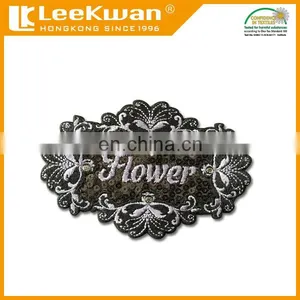 Lady T-shirt Flower Sequin Bead Applique Patch,Flower Sew on Sequin Patch thumbnail-1