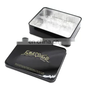 Black Colored High Glossy Varnished Chocolate Packaging Tin Box Wholesale With PET Tray thumbnail-5
