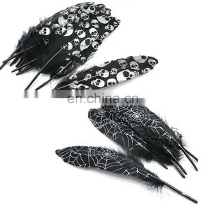 Skeleton /Cobweb Printed Feather For Party DIY Decoration thumbnail-1