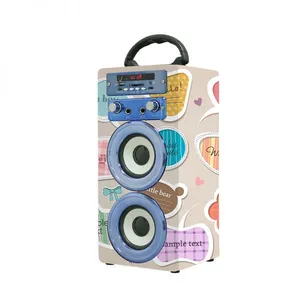 Christmas Gifts Promotion Party Speaker Outdoor Wooden 1000MAH Battery OEM/ODM With TF Card/AUX/FM Radio Stereo Music System thumbnail-2