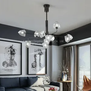 New European Modern Simple Bedroom Chandelier Creative Crystal Glass Lamp Shade Chandelier Living Room Chandelier Personality Atmosphere thumbnail-2