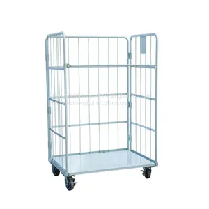 Roll Box Pallet Cage Trolley Warehouse Logistics Car Mute Wheel PU Material Folding Package Warehouse Heavy Duty Metal Wire Mesh Trolley Demountable Roll Containers Rolling Wire Carts Steel Pallet thumbnail-2