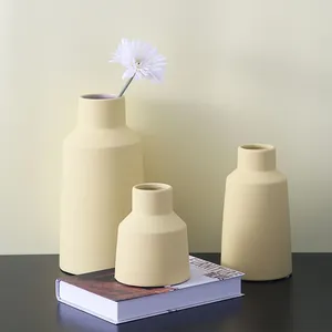 Morandi Color Table Decoration Small White Ceramic Vase, Creative Design thumbnail-5