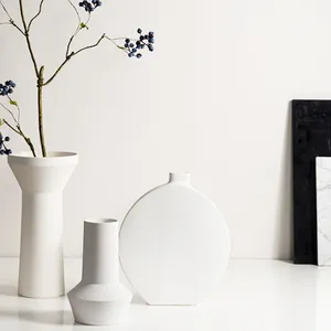 Large White Black Round Hand Made Ceramic Vase Home Decoration For Exhibition Hall Office thumbnail-1