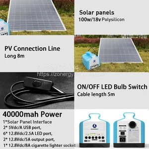 Portable Mini Large Capacity Solar 100w PV 4 Light Bulbs Energy Storage System thumbnail-4