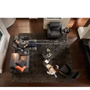 New Italian Minimalist Leather Coffee Table Sofa Combination Living Room Electric Smart Home Theater Audio-Visual Room Sofa thumbnail-5