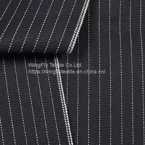 13oz Blue and White Striped Black Weft Right Twill Best Raw Denim Fabric 32/33 