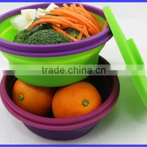 Floding Collapsible Silicone Take Away Lunch Box thumbnail-1
