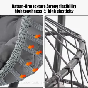 Outdoor 2-Person Patio Hanging Swing Hammock Chair Wicker Egg Chair With Canopy Cover Cushion Living Room Bedroom Courtyard Use thumbnail-5
