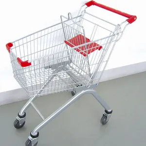 240L American Style Handcart 5 Inch PU Wheel Steel Shopping Trolley for Supermarket （surface : Zinc and Transparent Powder Coating） thumbnail-4
