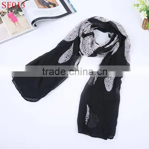 SF015 2015 Hot Sale Autumn Silk Cachecol Chiffon Scarf Purple Scarf Leopard Print Super Star thumbnail-3