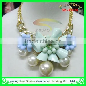2014 HOT SALE Fashion Flower Shape Bead Statement Necklace thumbnail-1