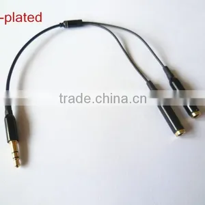 Gold Plated DC3.5 m to 2*female Audio Splitter Cable thumbnail-1