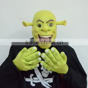 Adults Shrek Fancy Dress Costume Latex Mask With Gloves thumbnail-1