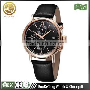 Black Three Eyes Six Hands Calendar 3atm-water-resistant-stainless-steel-watch-case thumbnail-1