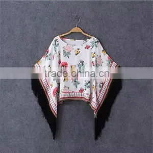 Customaize Elegant Design Sleeves With Tassel Ladies Tunic Top Wholesale thumbnail-1