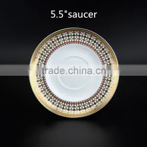 150ml Bone China Round Shape Coffee Cup Golden Decal Ceramic Tea Cup and Saucer Stands thumbnail-4