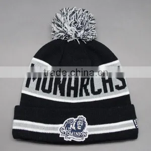 2015 FASHION ACRYLIC TEAM POMPOMS WINTER HAT WITH EMBROIDERY LOGO thumbnail-2