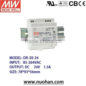 Mean Well 30W 24V Single Output Industrial DIN Rail Power Supply thumbnail-1