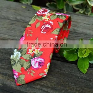 Wholesale Fashion Slim Floral Cotton Tie thumbnail-2