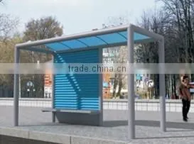 Good Quality Stainless Steel & Aluminum Outdoor Bus Stop Shelter Design With Low Price for Street Construction thumbnail-1