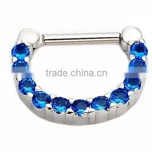 Septum Clicker Nose Rings CZ Gem Ear Piercing Cuff Diath Cartilage thumbnail-5