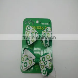 St Patricks Day Print Hair Bows With French Clips thumbnail-1