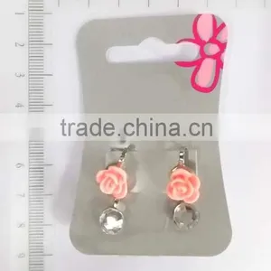 Lovely Acrylic Rose Flower and Hexagonal Glass Earring Set for Children thumbnail-3