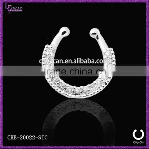 Unique Samll Single Line Paved Gem Fake Nose Rings thumbnail-5