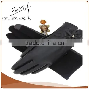 Smart Touch Screen PU Gloves With Bowknot thumbnail-5
