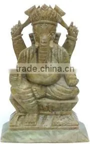 Stone Ganesha Statue , Hindu God Murti thumbnail-1