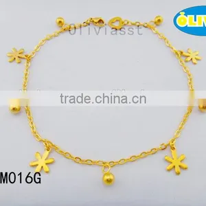 Olivia Jewelry Fashion Jewelry Manufacturer Gold Plated Flower Charm Woman Anklet thumbnail-1