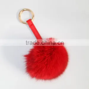Smart Colorful Key Chain Fox Fur Pompoms thumbnail-4