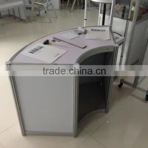 Hot Sale Aluminum Curved Solid Surface Reception Desk for Exhibition Display thumbnail-3