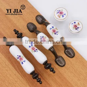 Bronze Brushed Zinc Alloy Furniture Ceramic Cabinet Drawer Handle Knobs thumbnail-1