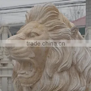 Gate Decoration Yellow Lion Marble Carving thumbnail-4