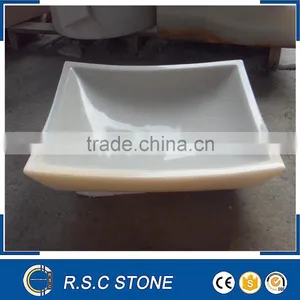 Good Pricce White Marble Rectangular Shape Bathroom Sink thumbnail-1