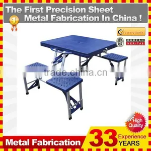 Folding Picnic PlasticTable and 4 Seats/chairs/bench With Umbrella thumbnail-3