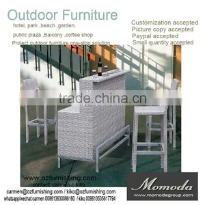 9172 Popular Outdoor Furniture Portable Rattan Bar Furniture With Bar Table and Stools thumbnail-1