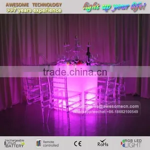 LED Flashing Dining Table Colour Changing Tempered Glass Table Lighted Square Dining Tables thumbnail-1