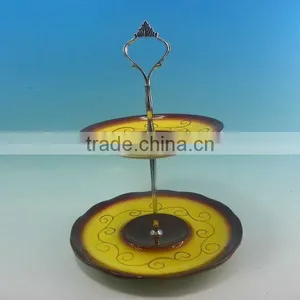 BIG CERAMIC FRUIT PLATE WITH IRON STAND thumbnail-1