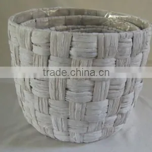 Round Hand Woven Water Hyacinth Flowerpot thumbnail-1